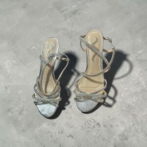 Nina Silver Strappy 2” wedges